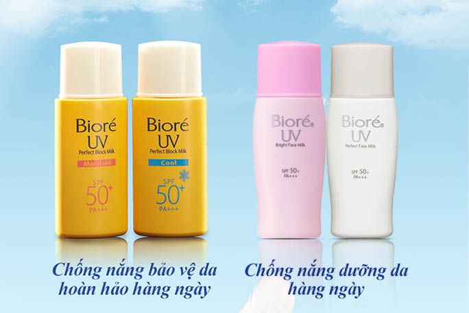 
	
	Sữa chống nắng bảo vệ da hoàn hảo Bioré UV và Sữa chống nắng Bioré UV Sara dưỡng da sáng hồng – cho nàng tự tin trở thành cô gái của nắng.